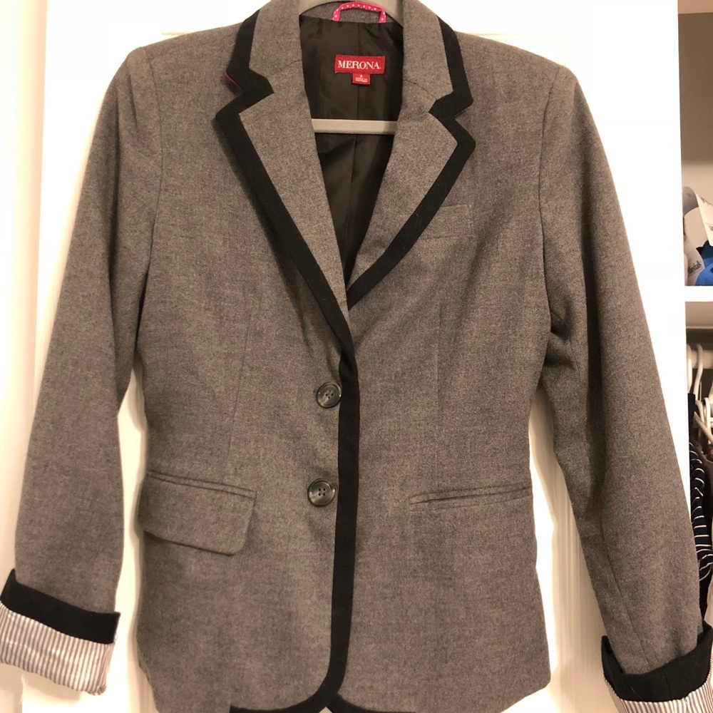 Merona Gray with Black Trim Blazer